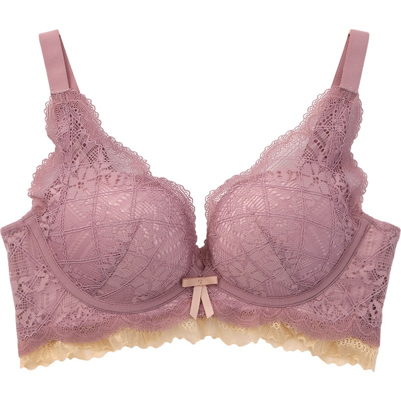 Japanese Export Best-Selling Live Broadcast Lace Intimates for Small Breasts Thickeneded Push-Up Wire-Free Bra [High Quality]