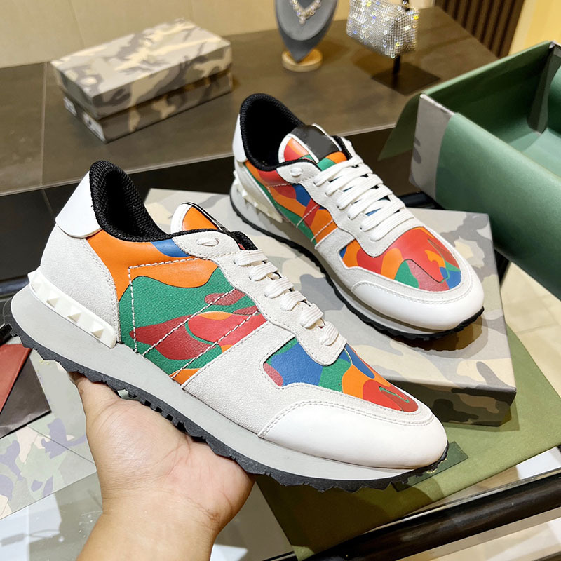 European Station Cross-border VT Camouflage sneaker Men's High Version Rivet Thick Bottom Genuine Leather Fashionable Casual Lace-up Color-block Trendy Shoes