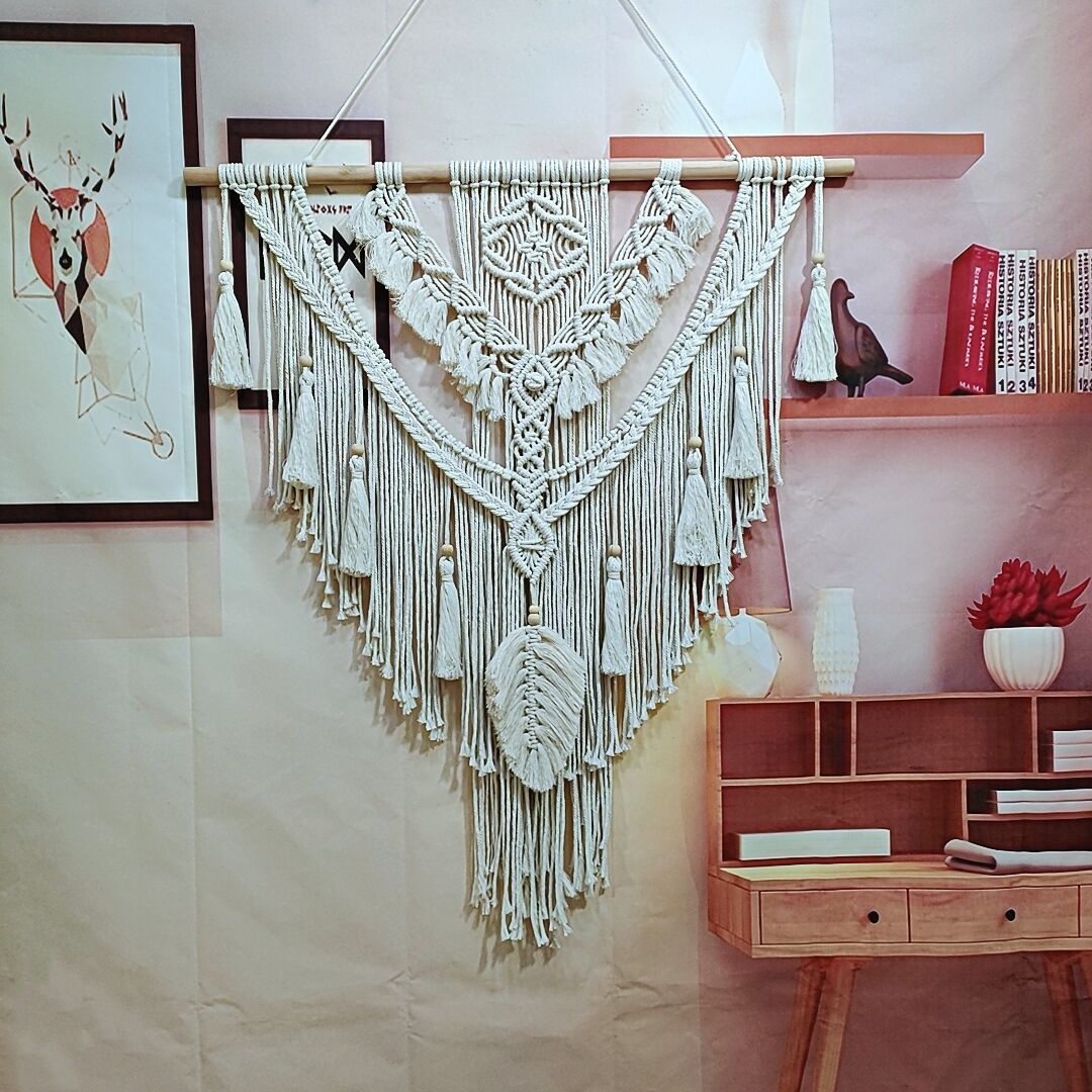 Picture of Ins Woven Large Tapestry TV Bedside Sofa Background Decoration Handmade Hallway Covering Wall Decoration Wall Hanging
