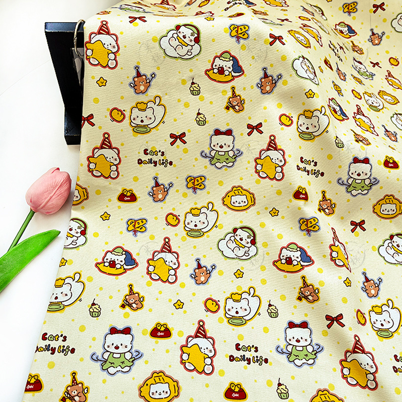 Yellow dot cute cat cotton Ba'an canvas bag coat pet cushion outing bag vest handmade DIY fabric