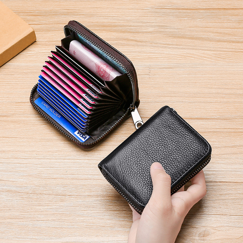Picture of Anti-degaussing card holder men and women zipper multi-card bank ID card holder large capacity driving license small card holder wallet