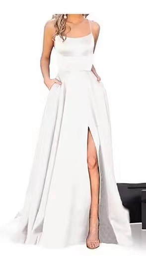 Picture of 2023 Amazon European and American cross-border new bridesmaid dress long dress small tail strap solid color banquet evening dress