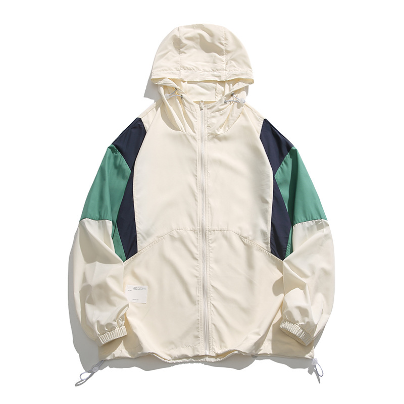 Picture of Spring and Autumn Work Jacket Men's Couple's Summer Sun Protection Clothing Trendy Brand Japanese Street Contrast Color Stitching Hooded Jacket