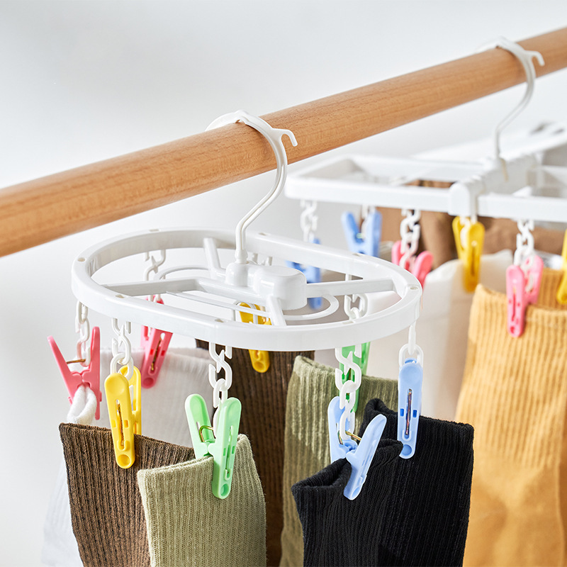 Japan KM household Square small 8 Clip Oval socks underwear plastic drying rack hanger socks rack