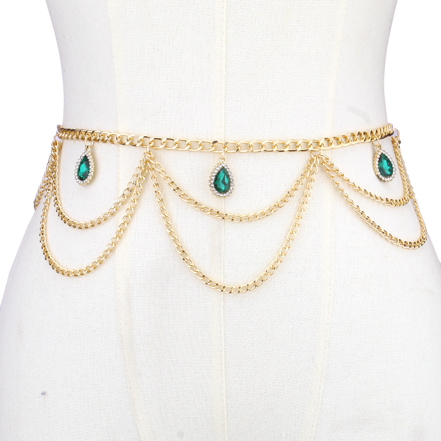 Picture of European and American cross-border punk hip hop multi-layer exaggerated body chain female creative personality imitation pearl pendant waist chain wholesale