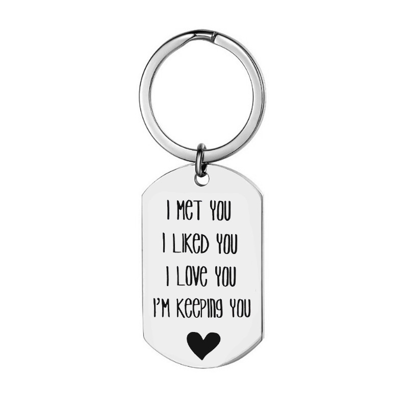 Picture of I Met You I Like You I Love You Couple Friends Stainless Steel Keychain Engraving