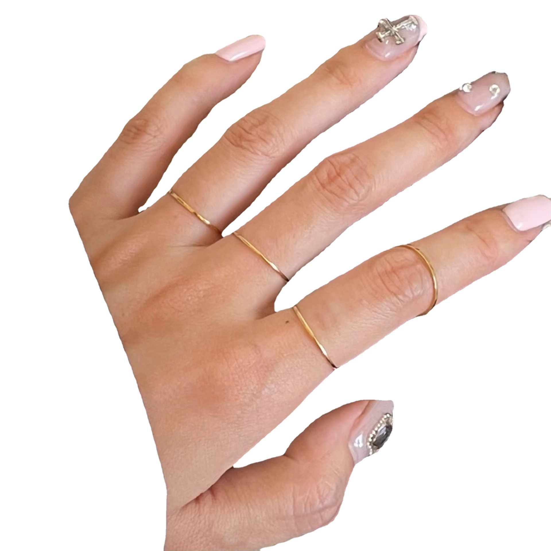 Picture of Exquisite plain Ring Versatile Ring Women's French Style Retro Niche Stacked S925 Silver Ring Internet Celebrated Aperture Finger Ring Fashion