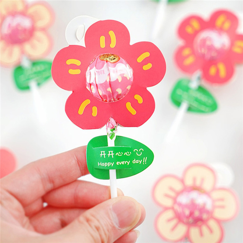 Lollipop Decorative Cardboard Creative Small Red Flower Wrapping Paper Small Gift Kindergarten Sugar Set Wedding Candy Packaging