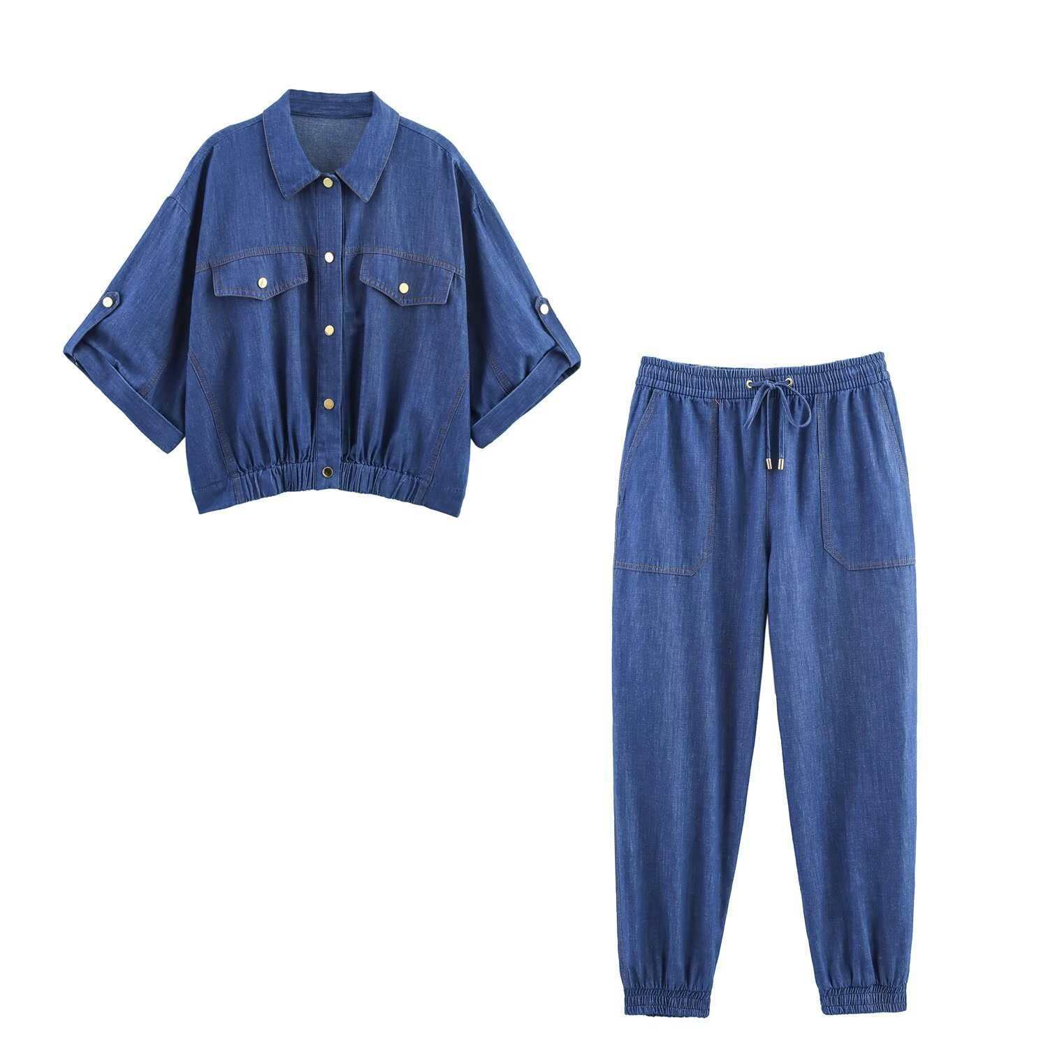 Pants European and American Summer Women's New Jackets Jogging Casual Short Sleeves