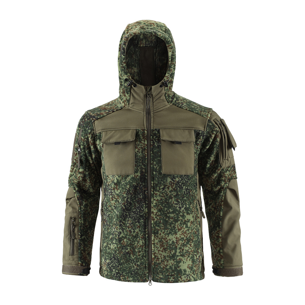 Picture of ESDY outdoor camouflage fleece jacket stitching men's jacket warm liner polar fleece jacket soft shell jacket