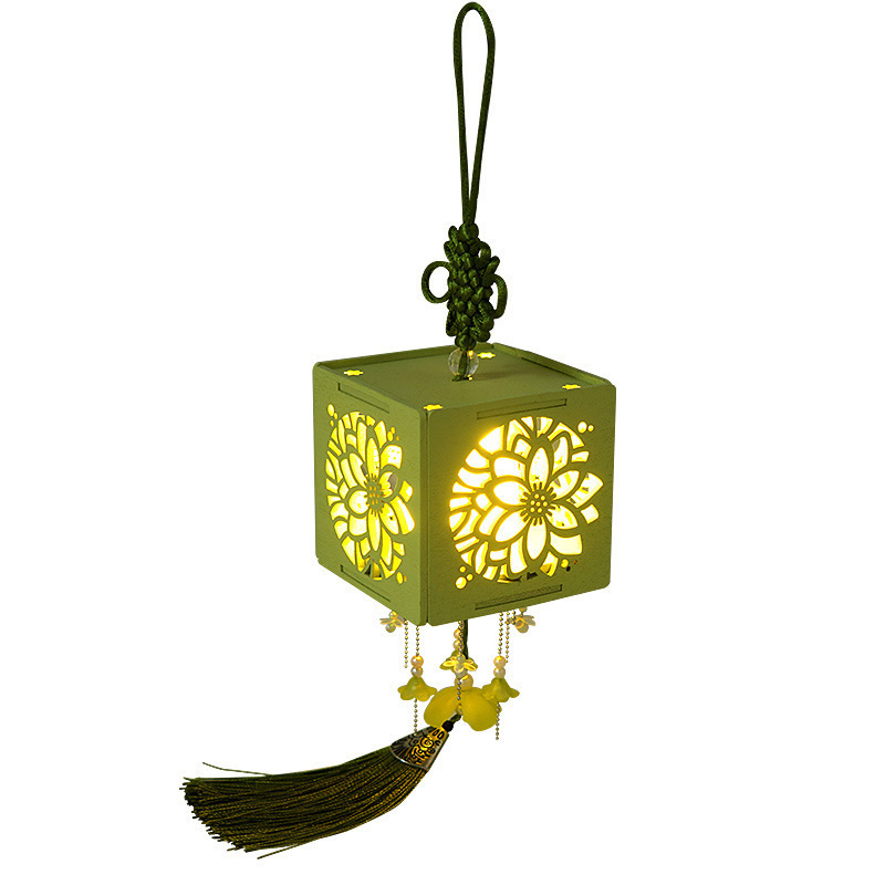 Picture of Chinese Antique Style Wooden Palace Lantern DIY Material Package Satchel Luminous Mid-Autumn Lantern Lantern Festival New Year's Day Gift