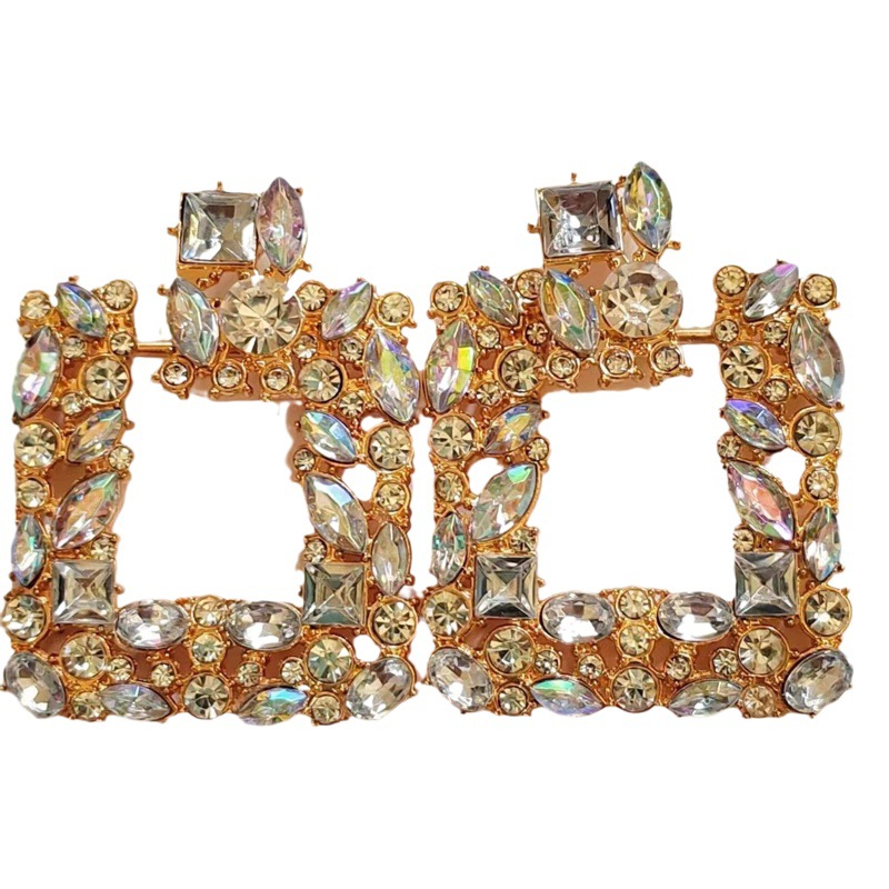 European and American jewelry cross-border retro earrings women's personalized fashion Advanced Diamond-embedded earrings exaggerated earrings factory wholesale