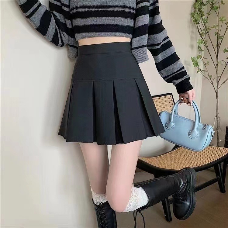 Sweet Girl 2023 American Retro New Arrival Pleated Skirt Women's A- Line Short Skirt Anti-Light Sexy Hot Girl Spring