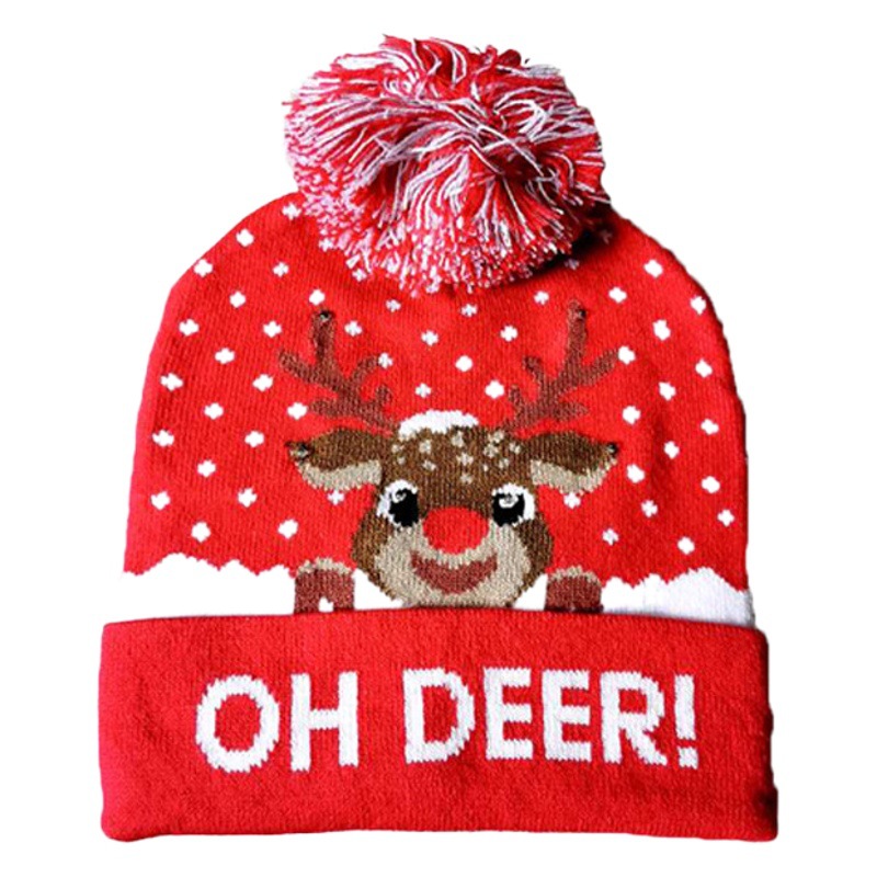 Christmas Decoration Supplies Colorful Luminous Knitted Hats High-End Santa Hats for the Elderly Knitted Christmas Hats for Adults and Kidsren