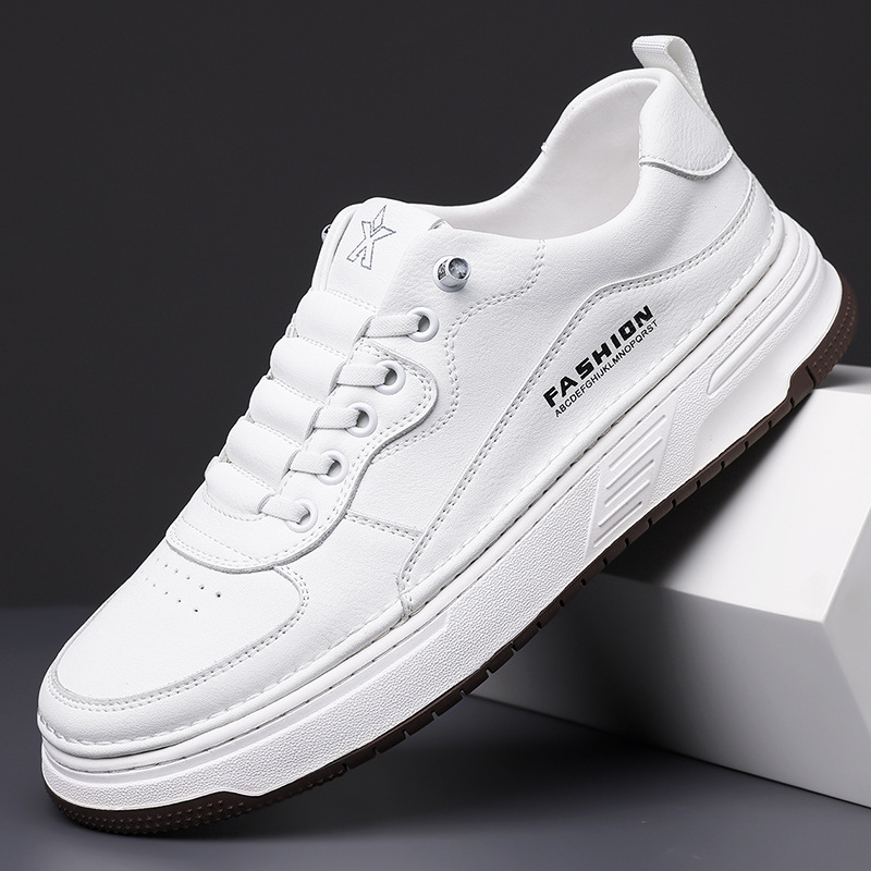 2024 Autumn New Men's Handmade Online Casual Leather Shoes Men's Sports Style All-match Sneakers White Shoes Men's 1931