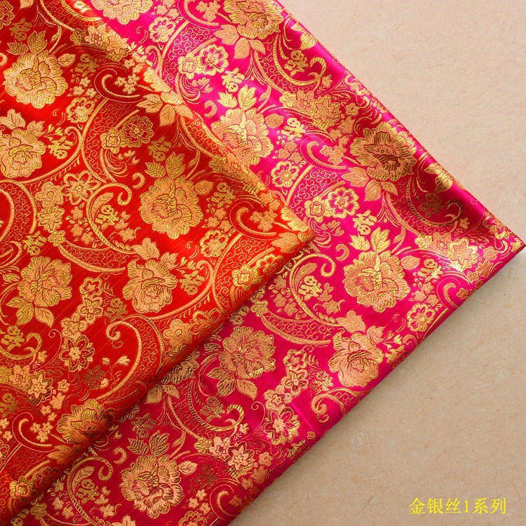 Picture of Colorful color fortune crafts carbon bag cloth Red Lantern festive supplies gold and silver silk jacquard cloth