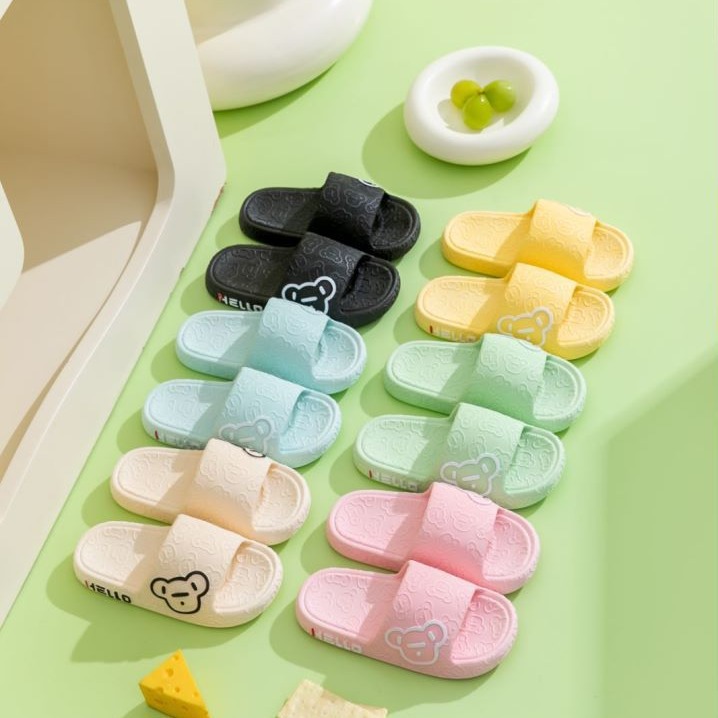Children's Cartoon Bear Summer Indoor Bathroom Baby Bathing Non-Slip Household Feeling Exterior Wear Soft Bottom Sandals and Slippers