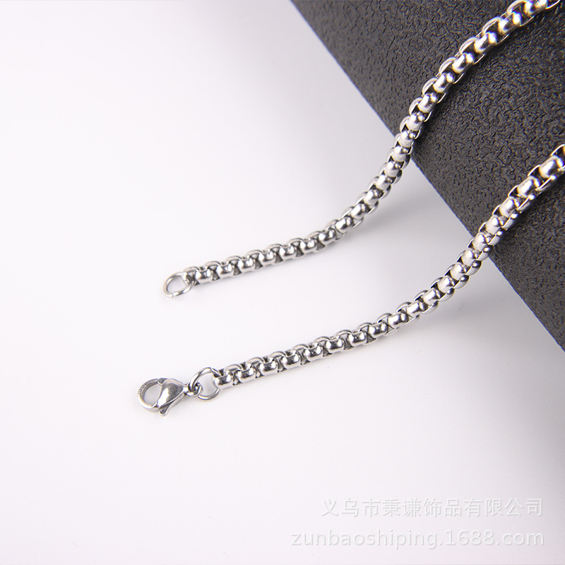 Picture of Square Pearl Necklace Titanium Steel Square Combination Chain Stainless Steel Chain Corn Ornament Chain Men's DIY Accessories European and American