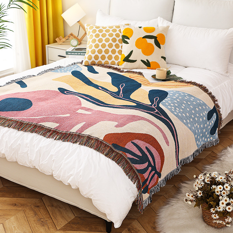 Picture of ins style illustration line blanket camping blanket leisure blanket nap blanket blanket American sofa blanket picnic blanket bed blanket