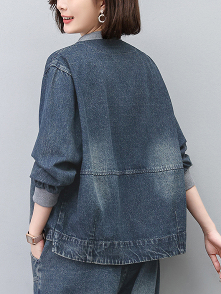 Picture of Mother's Spring and Autumn Fashion Foreign Style Denim Jacket 2024 New Middle-aged and Elderly Women's Casual Sports Denim Jacket
