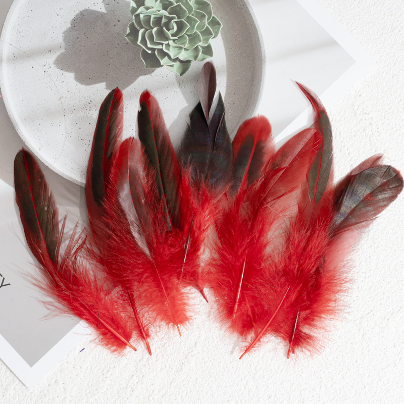 Picture of 50pcs/set of feathers wholesale colorful 10-15 rooster tail feathers real chicken feather DIY shuttlecock handmade material