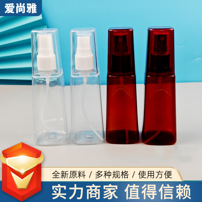 100ml transparent trapezoidal bottle plastic rectangular curry spray bottle disposable alcohol disinfectant bottle pe