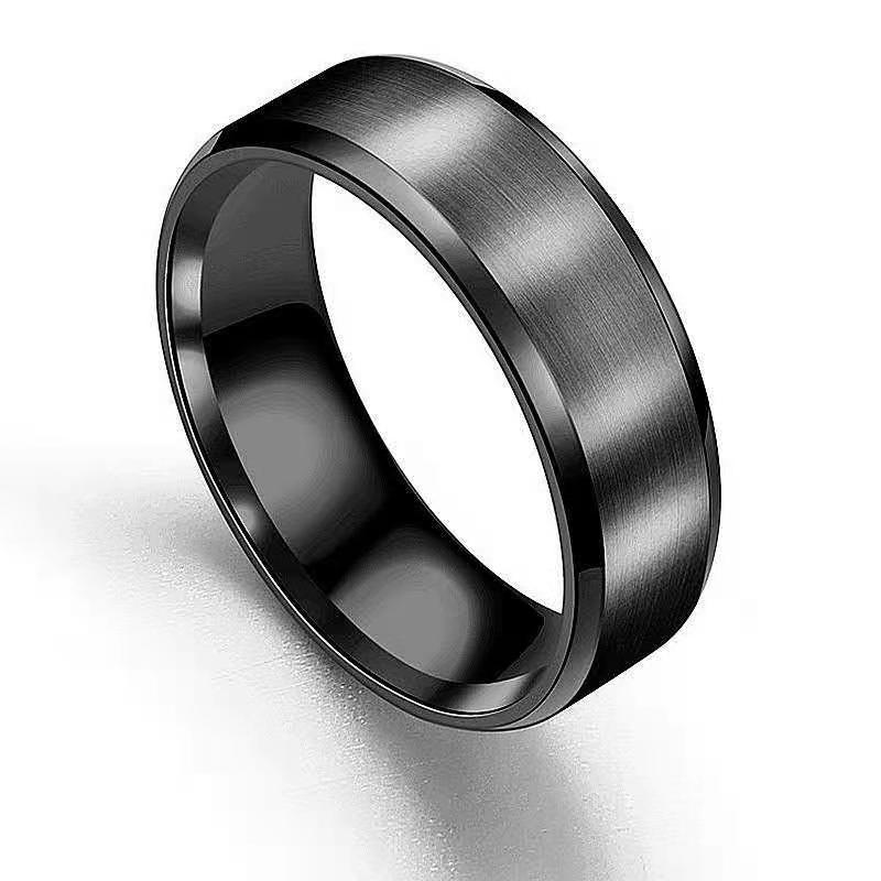 Picture of European and American Popular Stainless Steel Double Bevel Edge Frosted Glossy Ring Titanium Steel Fashion Men's Matte Brushed Wholesale