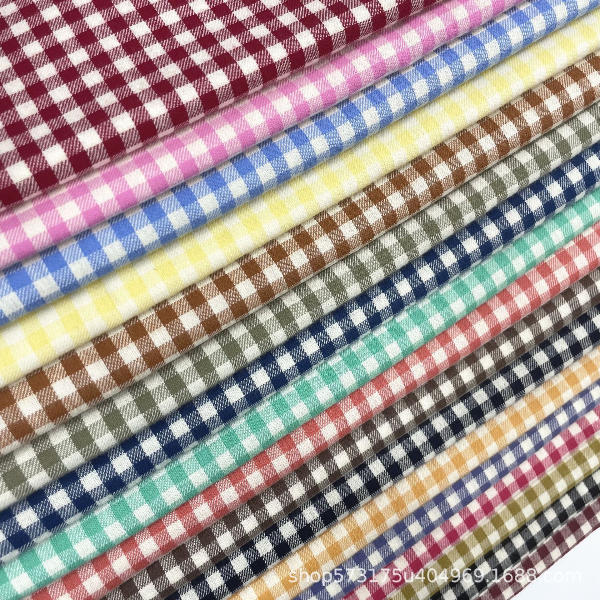 Beige bottom twill flannel cotton plaid shirt fabric children's clothing fabric Cotton Classic yarn-dyed plaid