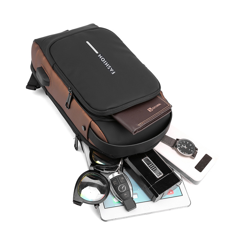 Picture of Chest Bag Men's 2024 Amazon New Multi-functional Anti-theft Combination Lock Shoulder Bag Men's Fashionable Crossbody Bag