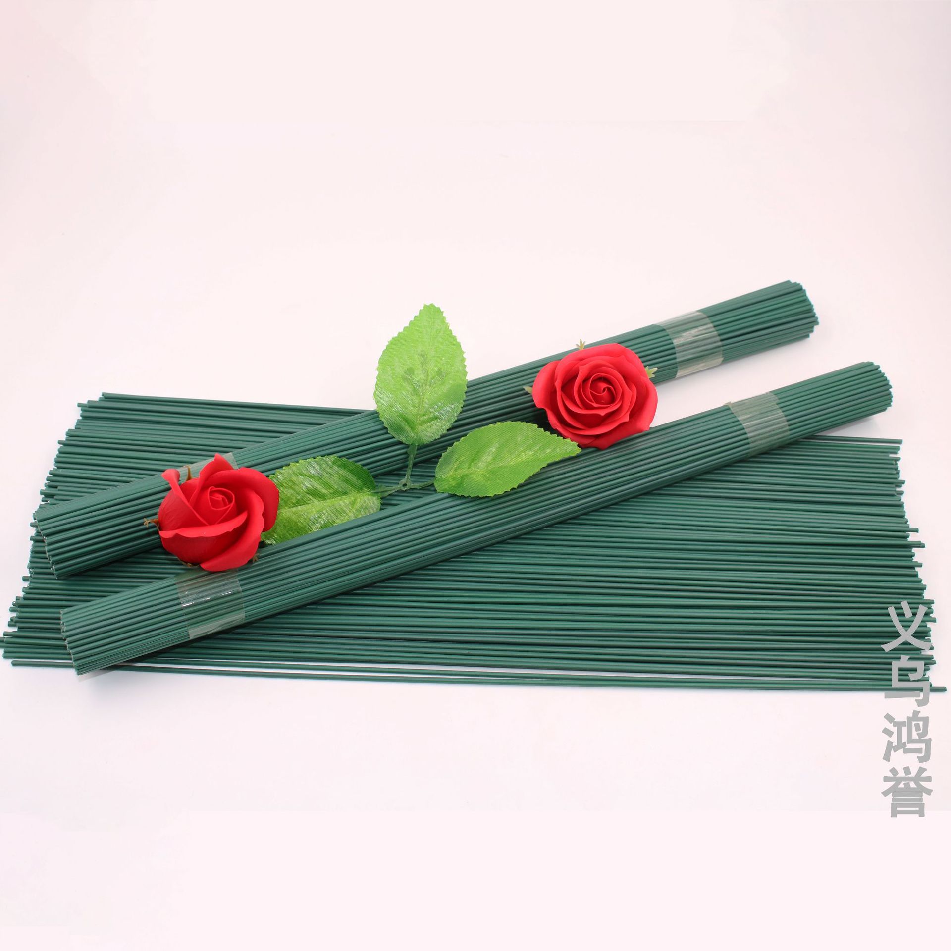 Picture of Factory wholesale 2mm plastic bag flower Rod 30cm green floral iron wire artificial flower handmade diy FLORAL production