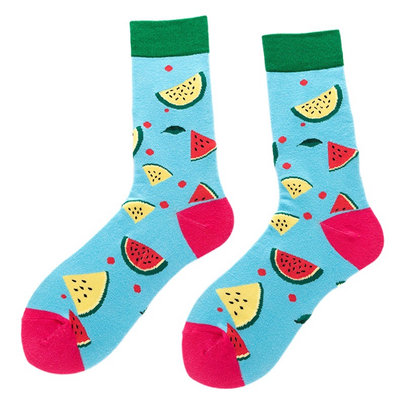 New Street Fashion Trend Socks Fruit Pattern Design Trendy Brand Socks Autumn and Winter Cotton Socks Cross-Border Trendy Socks Wholesale
