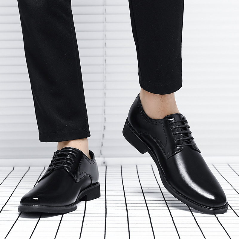 Picture of Leather Shoes Men's 2022 New Business Dress Casual Shoes Breathable Men's British Korean Pointed Groom Wedding Men's Shoes