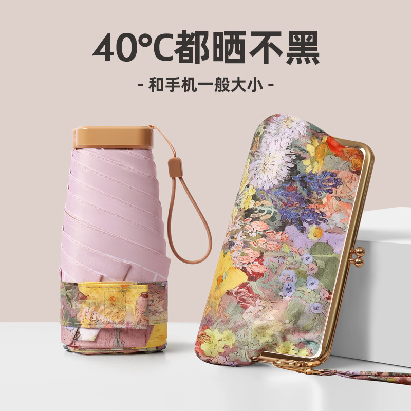 Ultra-Light Mini 40% off Sun Umbrella with a High-End Feel, Lady's Colorful Coating, Sun Protection, Portable Umbrella for Women, Customizable