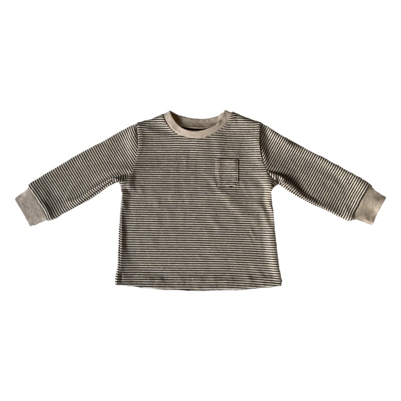 Gl-Kids Korean Style Autum New Style Stripesd Color-Blocked Flap Pocket Pants Long-Sleeved T-Shirt for Boys and Girls, Kidsren's Loose Casual Top