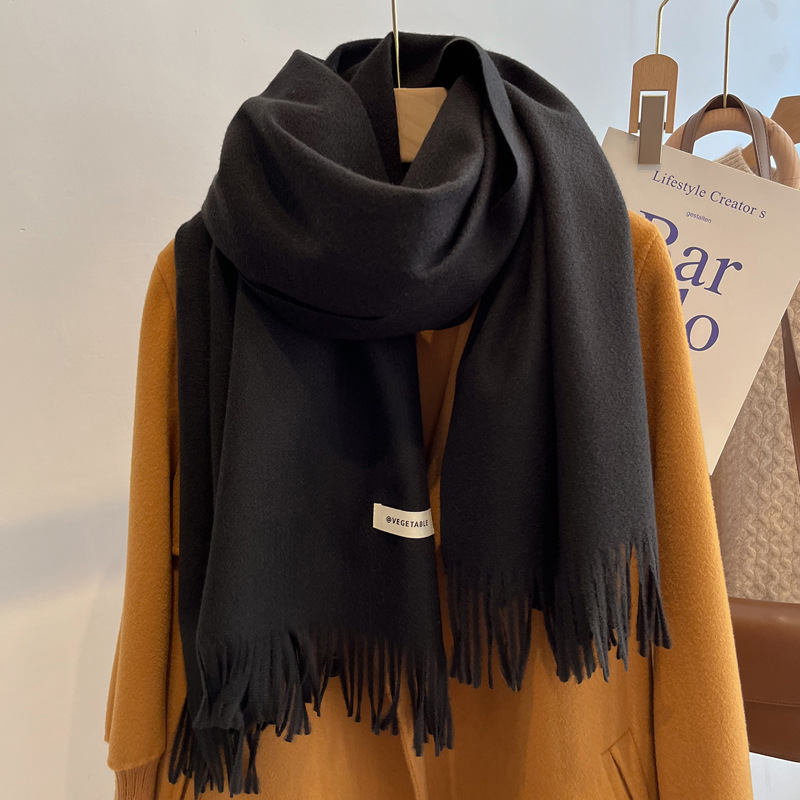Picture of Blue Imitation Cashmere Scarf for Women 2025 New Winter K-Style Thickeneded Light Blue Scarf Versatile Dual-Use Shawl