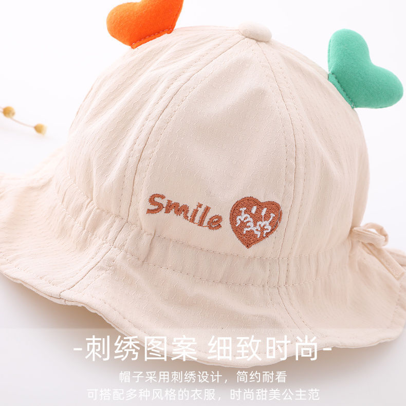 Picture of Baby Fisherman Hat Spring & Fall Thin Adjustable Baby Girl Hat Spring and Summer Princess Cute Boy Sun Hat