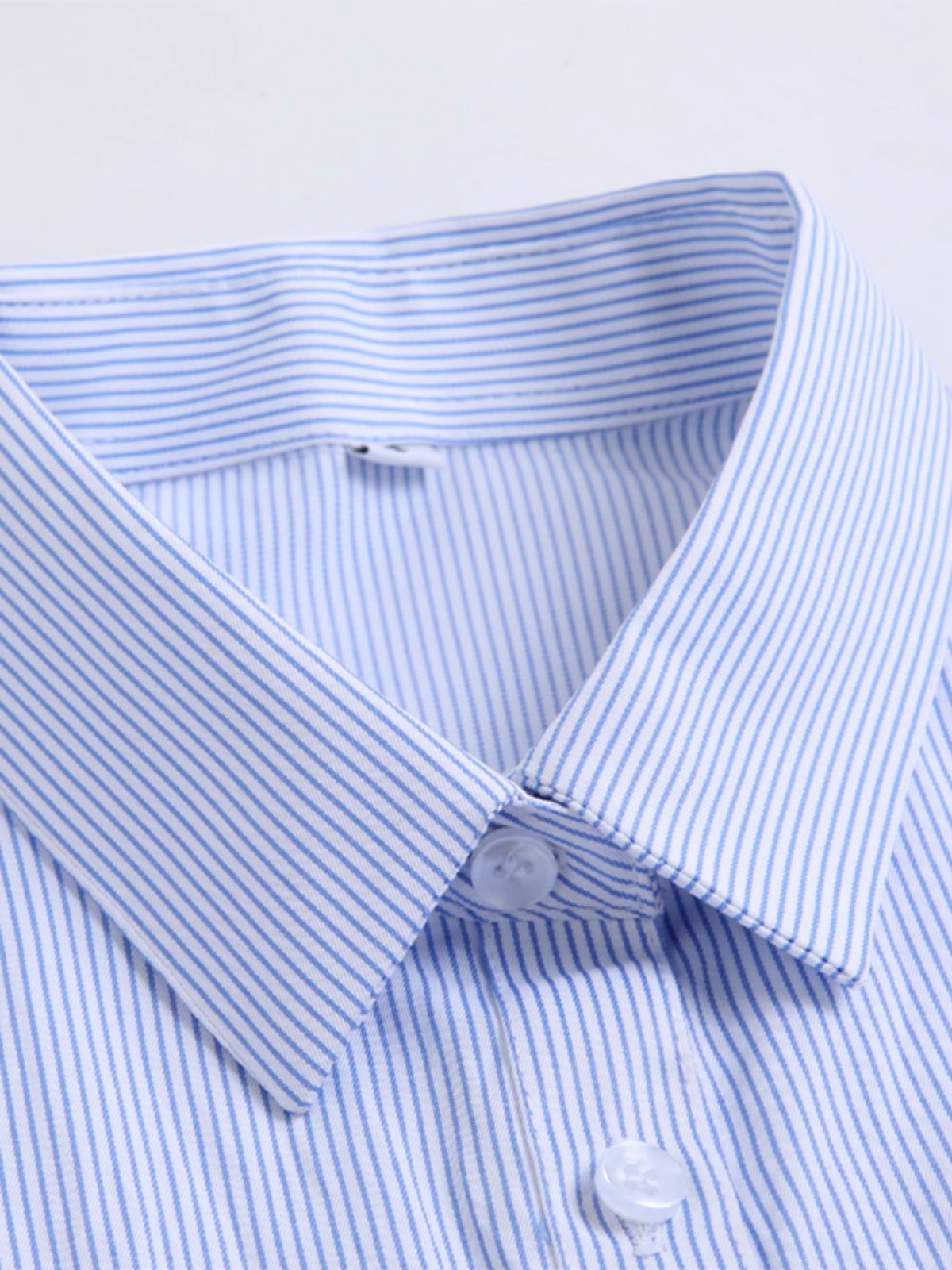 Professional Women's White Vertical Striped Short and Long Sleeve Summer Bank Interview Work Shirt, Blue and White Striped Shirt, Suitable for Commuting Style