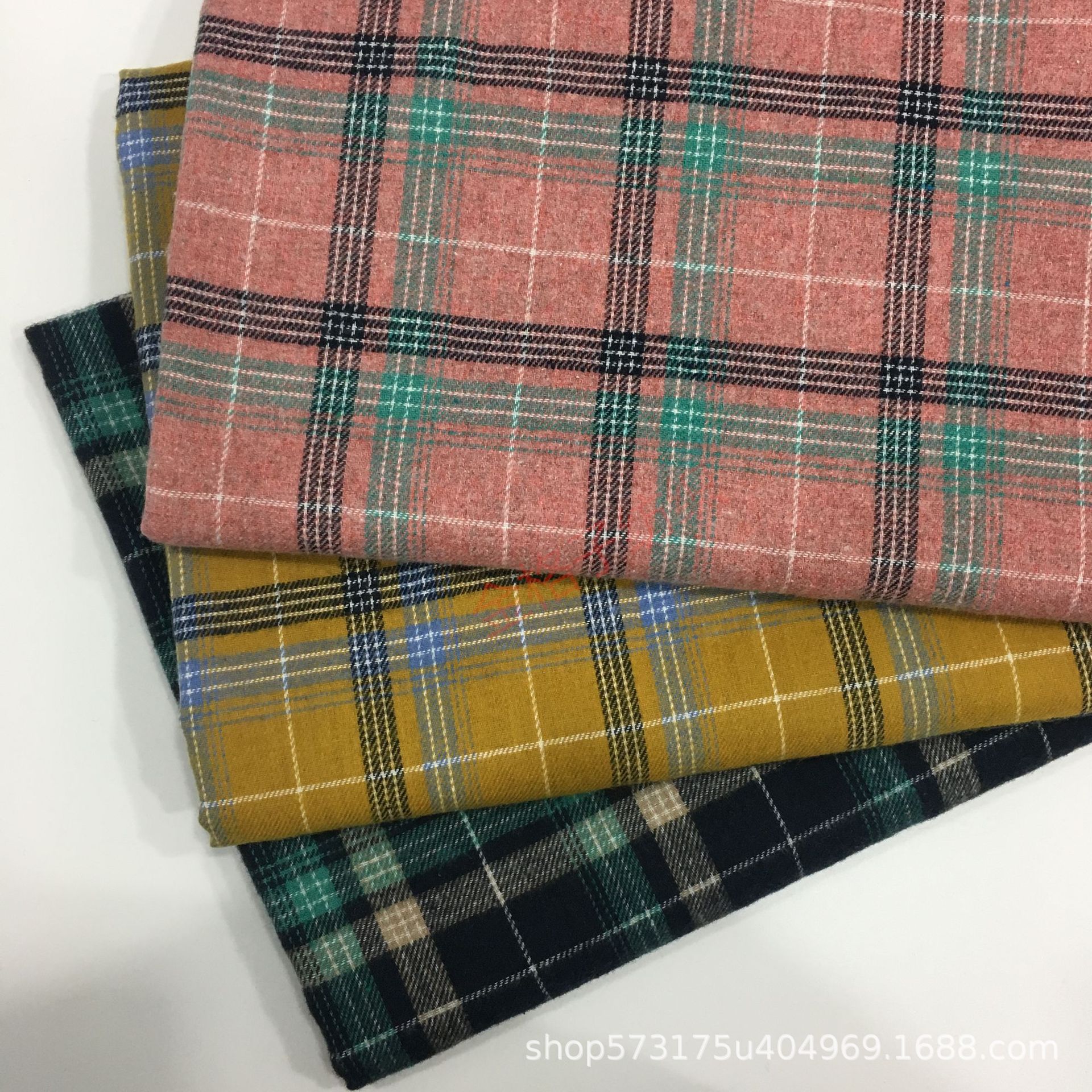 21 pts Polyester Cotton Sanding Yarn-dyed Paid Flannel Shirt Fabric Children's Wear School Uniform Skirt Fabric