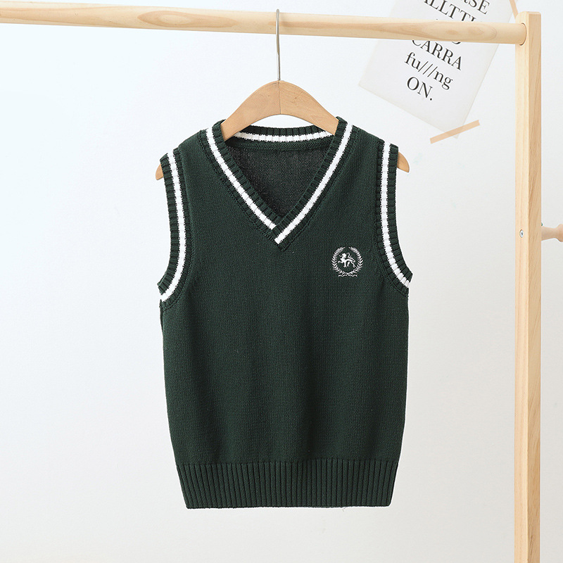 Picture of Children's Knitted Vest College-style Sweater Vest Student Stylisch Pullover Vest Girls Boys White Waistle