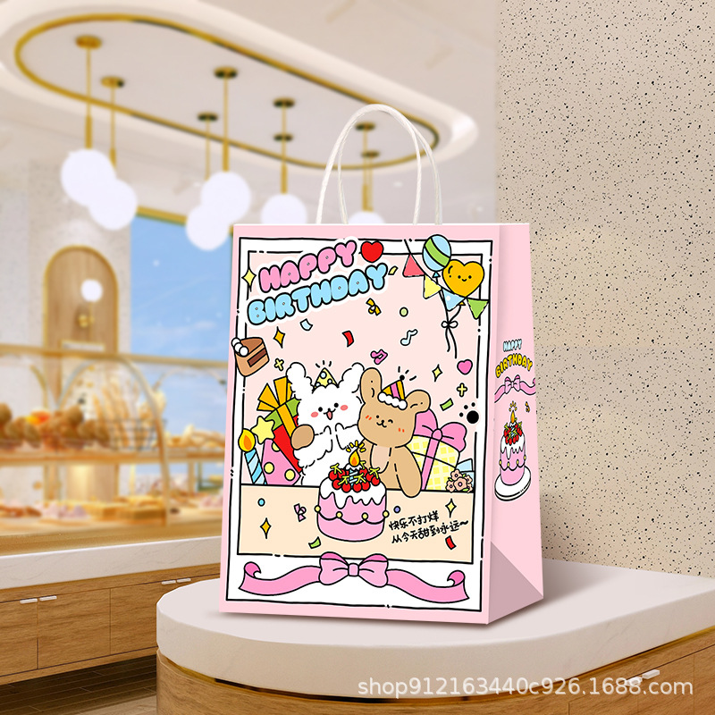 Line Puppy Ins Style Gift Bag Kidsren's Gift Bag Snack Packaging Bag Handbag Birthday Souvenir Paper Bag