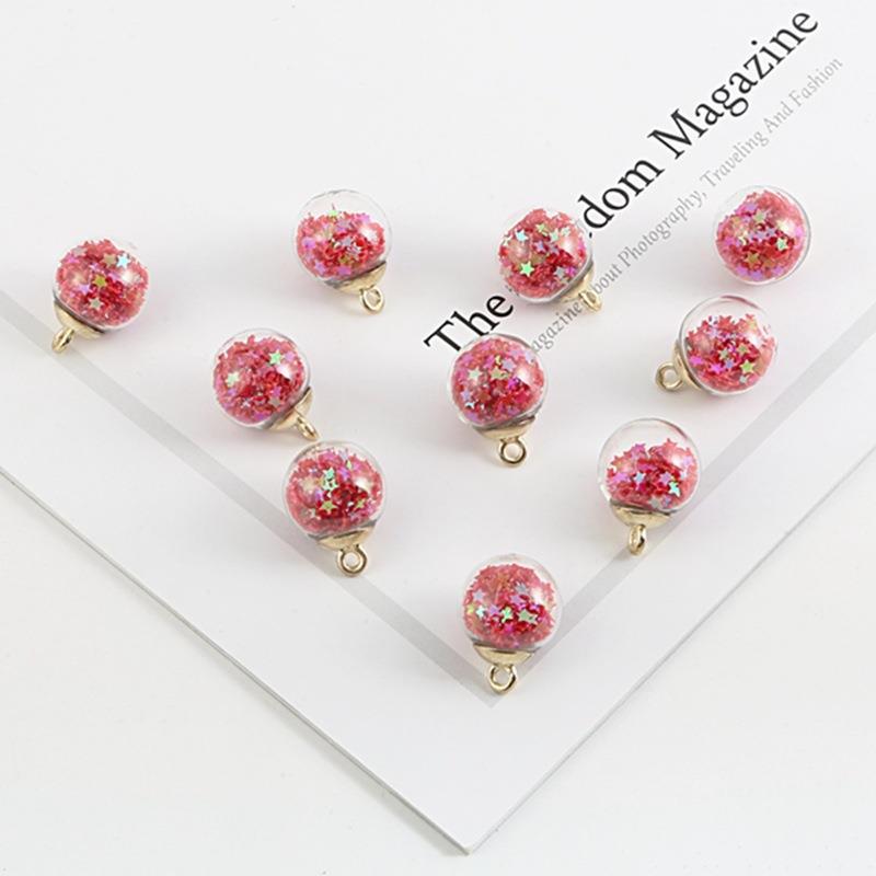 Picture of Cross-border Hot Sale Color Transparent Star Sequins Crystal Glass Ball Pendant DIY Handmade Ear Jewelry Accessories