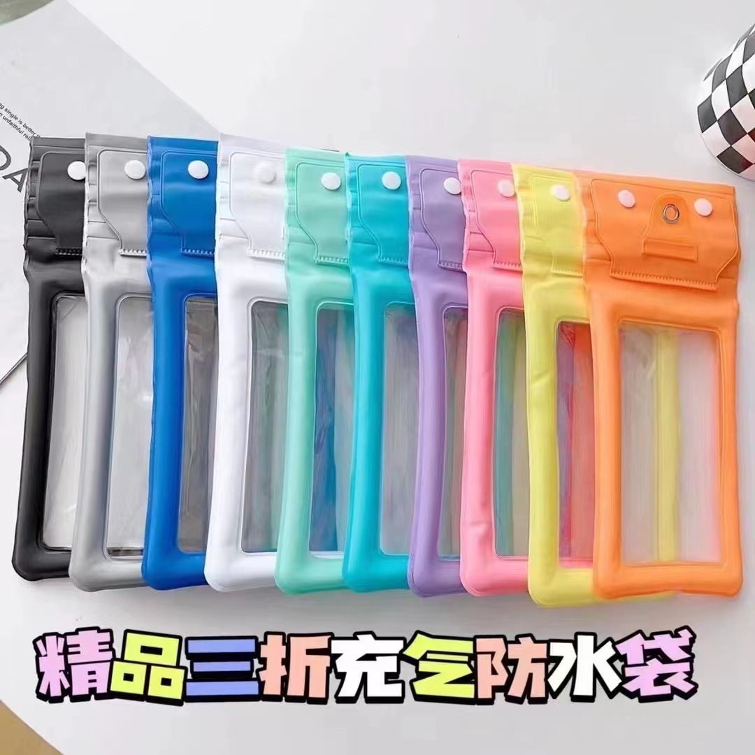 Picture of Three-fold mobile phone waterproof bag airbag bag Velcro touch screen swimming hot spring sealing strip waterproof neck wholesale