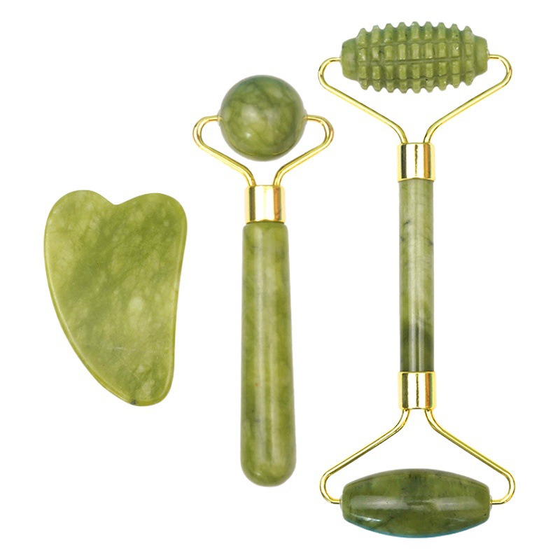 Natural Jade Roller Facial Massage Beauty Stick Double-Headed Jade Spot Wholesale Eye and Face Roller Massager
