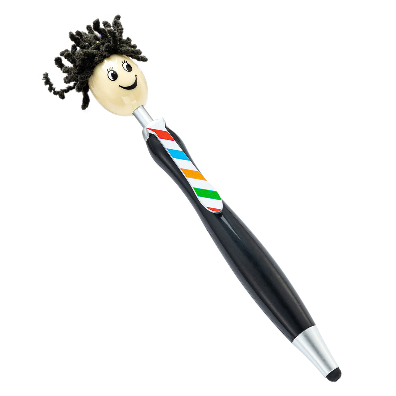 Picture of Cute plush doll head ballpoint pen printable logo three-dimensional cartoon smiley touch pen Christmas gift pen