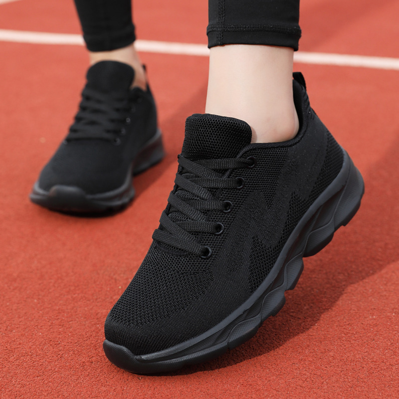 Manufacturer Wholesale Summer Women's Shoes Versatile Lightweight Running Sneakers Breathable Casual Travel Shoes Black Work Shoes for Women