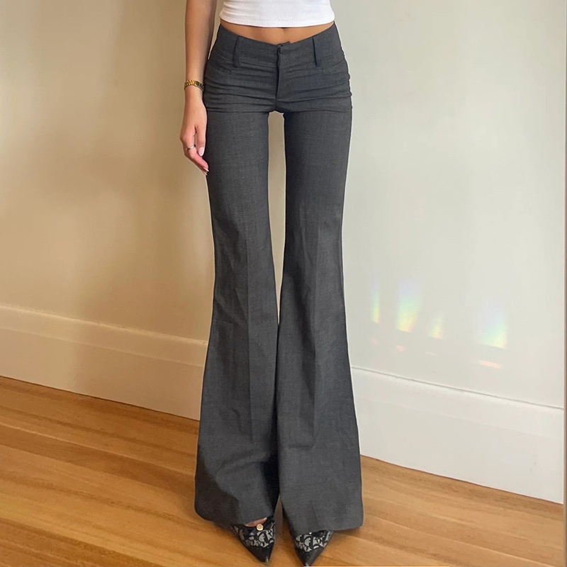 Cross-Border New Low-Waist Straight-Leg Casual Suit Pants for Women, Slim and Drapey, American Retro Loose Long Pants for Summer