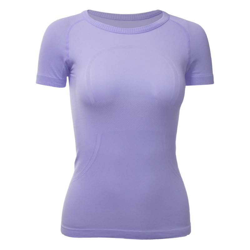 New Yoga Clothing Women's Sports Short-sleeved High-elastic No-trace Fitness Training Tight Women's Top Knitted No-trace T-shirt