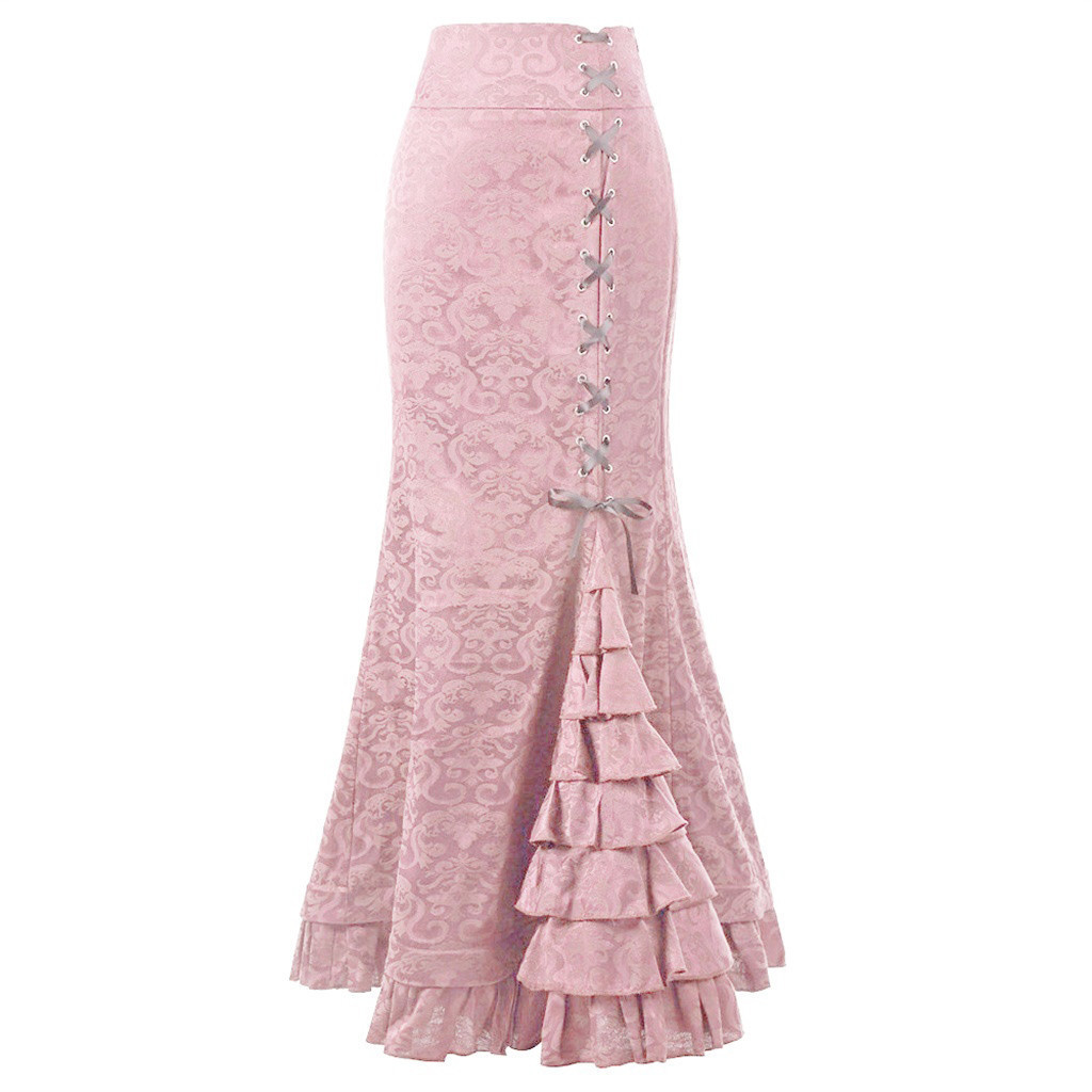 Picture of 2024 Halloween Jacquard Fishtail Skirt Steampunk Retro Skirt Gothic Skirt Victoria Long Skirt