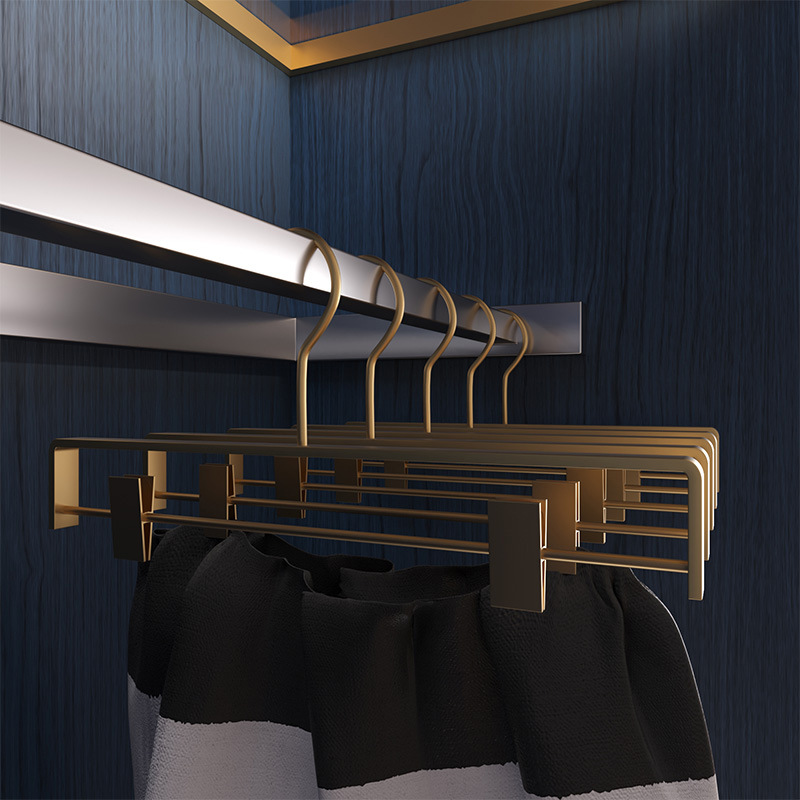 Picture of More than Storage Wardrobe Aluminum Alloy Pants Rack Non-slip Pants Clip Household Adult Multi-functional Clothes Hanger with Clip