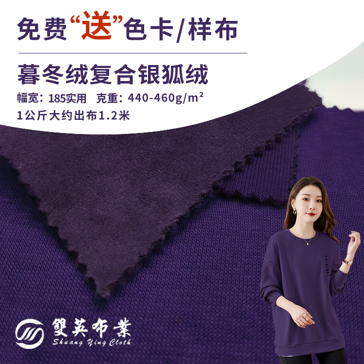 New Late Winter Velvet Composite Silver Fox Velvet Fabric 440g Heavy Autumn and Winter Warm Home Wear Sweatshirt and Sweatpants Fabric